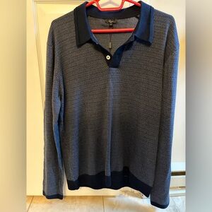 Rails Midnight Blue Textured Polo Sweater
